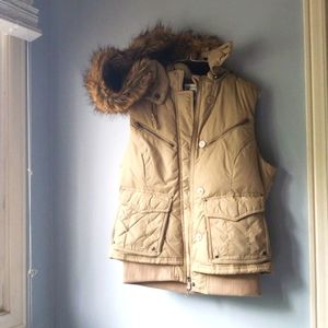 Women's Fall Puffer Jacket- Taupe- Medium